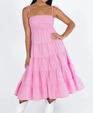 Princess Polly Pink Tiered Midi Sundress thumbnail 2