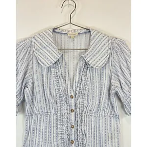 Anthropologie Pilcro Womens Top Blue The Keira Waisted Tuxedo Front Blouse XS thumbnail 8