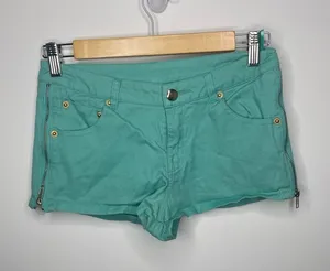 Andrée- Teal Shorts with Zippers on Side thumbnail 1