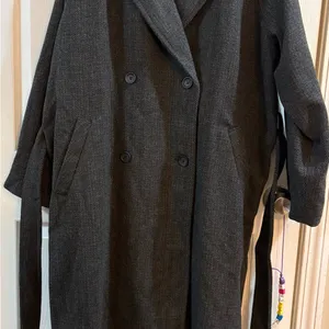 Sophisticated Dark Gray Trench Coat Black Size XL thumbnail 1