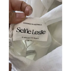 Selfie Leslie White Mini Dress Square Neck Open Back Lace Up Bow NWT US XL AU 14 thumbnail 3