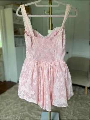 SHEIN Corset Babydoll Mini Dress Coquette Blush Pink Lace Romantic Fairy NWT thumbnail 3