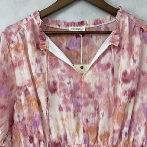ANDTHEWHY Floral Chiffon Midi Dress‎ Womens 1X Metallic Romantic Fairy Whimsy thumbnail 4