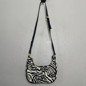 Y2K Zebra Print Crossbody Shoulder Bag 2000s McBling Bratzcore Animal Print Boho thumbnail 2