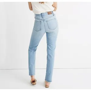 Madewell Classic‎ Straight Jeans Size 25 Blue Distressed High Rise Rigid Denim thumbnail 2