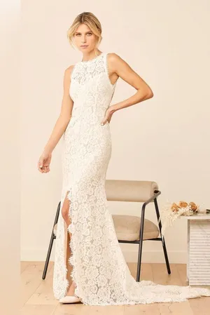 Lulu’s Love Everlasting White Floral Lace Mermaid Dress Brand New Size Medium thumbnail 6