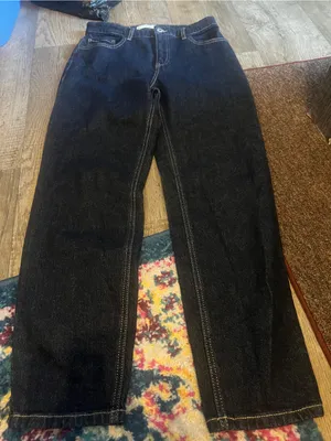 Mango new mom Classic Dark Blue Women's Straight-Leg Jeans thumbnail 3