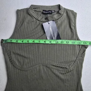 PrettyLittleThing 23Y NWT Khaki Rib Underbust‎ Detail Bodycon Mini Dress Size 6 thumbnail 7
