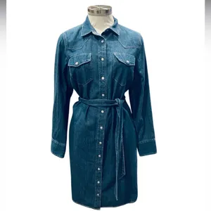 J.CREW Denim shirtdress with tie belt Size 6 thumbnail 4
