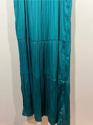 Anthropologie The Somerset Teal V-Neck Tiered Maxi Dress Medium thumbnail 3