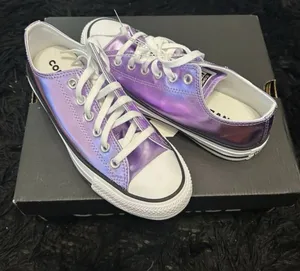 CONVERSE all Star purple metallic lace up low top shoes sneakers women’s 8.5 new thumbnail 6