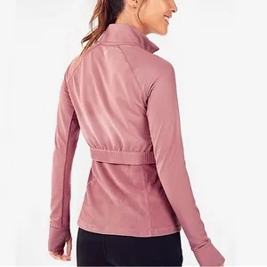 Fabletics Rosalia‎ Performance Full Zip Athletic Thumbholes Mauve Pink Small thumbnail 2