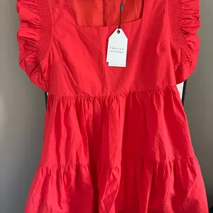 NWT English Factory Women’s Ruffled Dress with Smocked Detailing in Red thumbnail 3