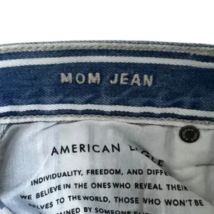 American Eagle Mom Jean Striped Denim Pants Blue White High Rise Tapered Size 2 thumbnail 6