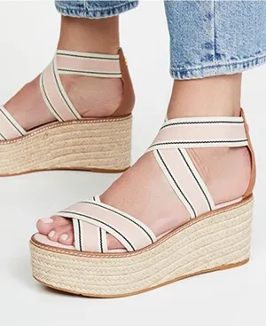 Tory Burch Pink Espadrille Wedge Sandals thumbnail 1