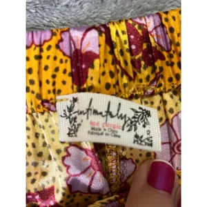 Free People Intimately Floral Wide Leg Pants XS Boho Palazzo Pull On Yellow Pink thumbnail 5