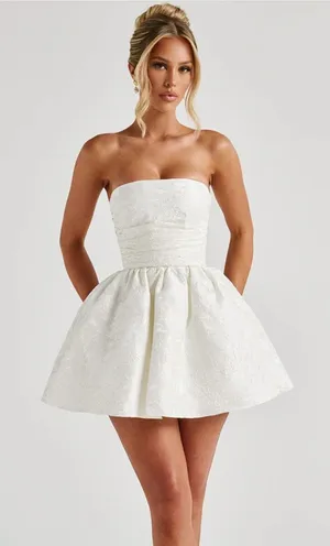 NWT Babyboo Salome Mini Dress in Ivory thumbnail 1
