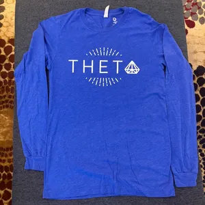 Theta Bella Canvas Royal Blue Tee with White Custom Ink Print thumbnail 1