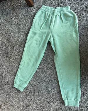 Green ribbed Fleece High Waist Jogger thumbnail 8