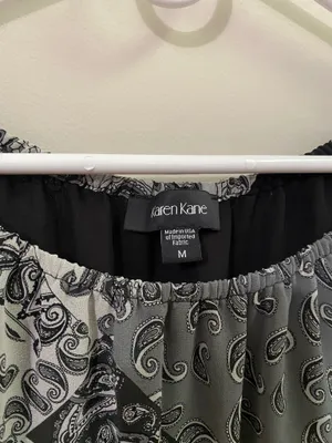 Karen Kane Black & White Paisley Off-Shoulder Blouse thumbnail 5