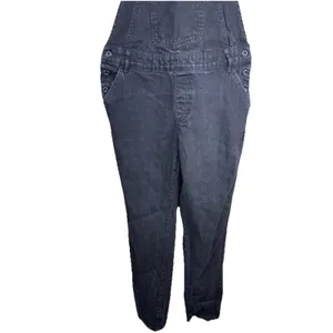 Zara Basic Black Denim Overalls Dungarees Women's Size L Slim Leg Faded Black thumbnail 4