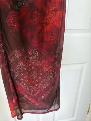 CIDER Red Paisley Mesh Halter Maxi Dress XS Y2K thumbnail 4