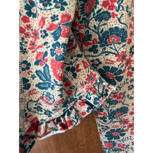 Free People sz M Ruffle Paisley Melanie Scoop Top Blouse Boho Feminine Cottage thumbnail 10