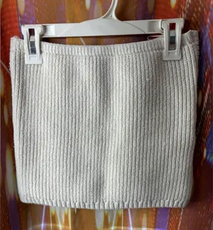 Zara Cream Ribbed Knit Tube Top thumbnail 2