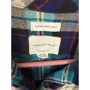 American Eagle Ahh-Mazingly Soft Boyfriend Fit Plaid Flannel Shirt‎ Grunge Y2K thumbnail 3