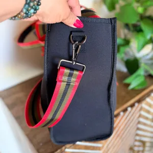 Haute Shore Neoprene Tote Black Red Olive Structured Shoulder Bag Wristlet New‎ thumbnail 11