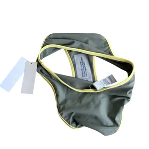 Salt + Cove Womens High Leg Bikini Bottoms Olive‎ Green Yellow Trim Size S NEW thumbnail 4