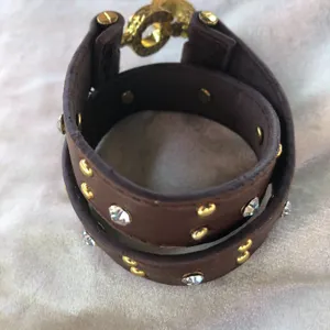 BKE from Buckle Brown Wrap Bracelet Leather Rhinestones Grommets 15" Gold Buckle thumbnail 2
