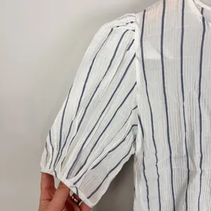 J.CREW Puff Sleeve Top Sheer Gauze Nautical Stripe Small NWT Coastal Prep Vacay thumbnail 7