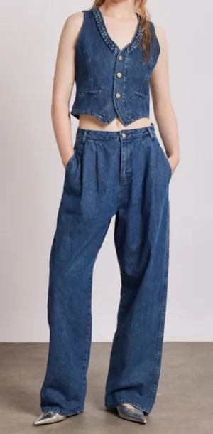 Damson Madder Revolve Women’s Sailor High Waisted Wide Leg Vintage Blue Jeans thumbnail 1