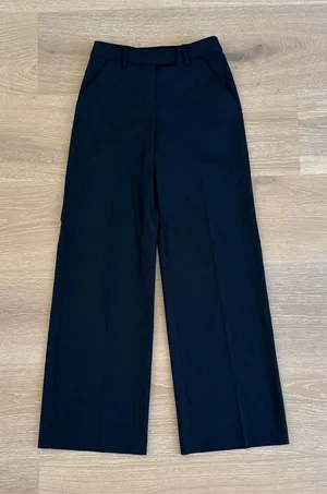 Express Trousers Mid Rise Wide Leg Editor Size 0L Black thumbnail 1