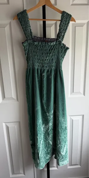 Free People Camille Midi Dress Velvet Smocked Boho Sapphire Women's Size: XS thumbnail 3