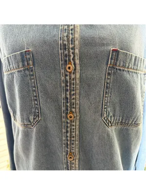 Vintage 90s Bill Blass women's denim shirt blue cotton Western grunge cottage M thumbnail 12