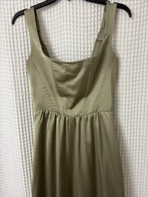 Show Me Your Mumu Nina Maxi Dress in Moss Green Luxe Satin Medium Corset thumbnail 6