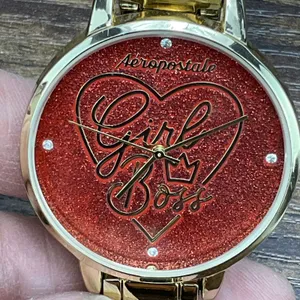 Women's Aeropostale Girl Boss Gold Analog‎ Dial Casual Watch New Battery thumbnail 1