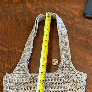 The Sak Woven Top ZIp closure Crotchet Bag cream thumbnail 10