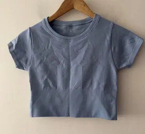 OFFLINE by Aerie Sidewalk Seamless Cropped T-Shirt Periwinkle Blue thumbnail 1