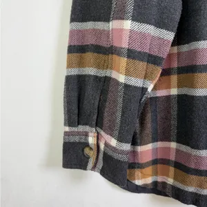 American Eagle Women’s Cozy Plaid Shacket Flannel Shirt Jacket Oversized Sz L thumbnail 6
