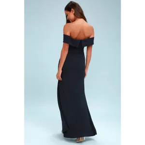 Lulus Song of Love Black Off-the-Shoulder Maxi Dress Bridesmaid Party Sz Medium thumbnail 3