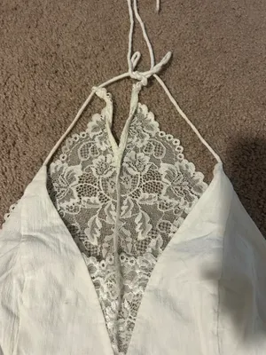 Free people White Lace Halter Crop Top thumbnail 3