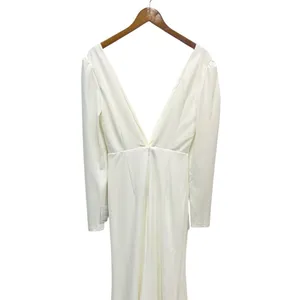 Lulus Stunning Romance White Long Sleeve Mermaid Maxi Dress size L NWT thumbnail 6
