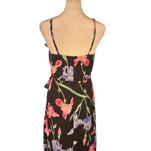 Lulus Black Floral Ruffle Maxi Dress Spaghetti Strap Flowy Women's Size M‎ thumbnail 7