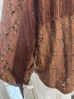 Shyanne Western Brown Lace-Overlay Frnge Shirt Jacket Size Large A1 thumbnail 9