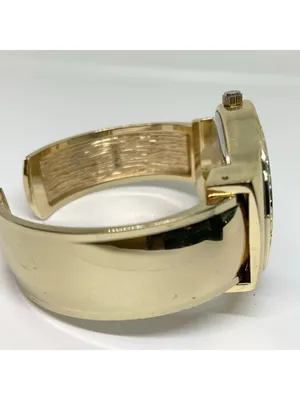 Studio women’s watch gold tone dial cuff bracelet size 7” quartz 38mm running thumbnail 5