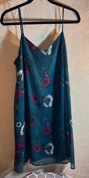 Mudd Floral Teal Spaghetti Strap Tank mini dress XL thumbnail 1