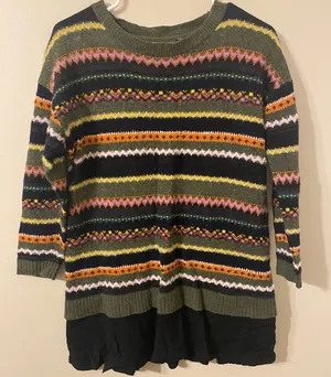 Women’s By Anthropologie Layered Sweater Dress Multicolor Striped‎ Size Small thumbnail 1